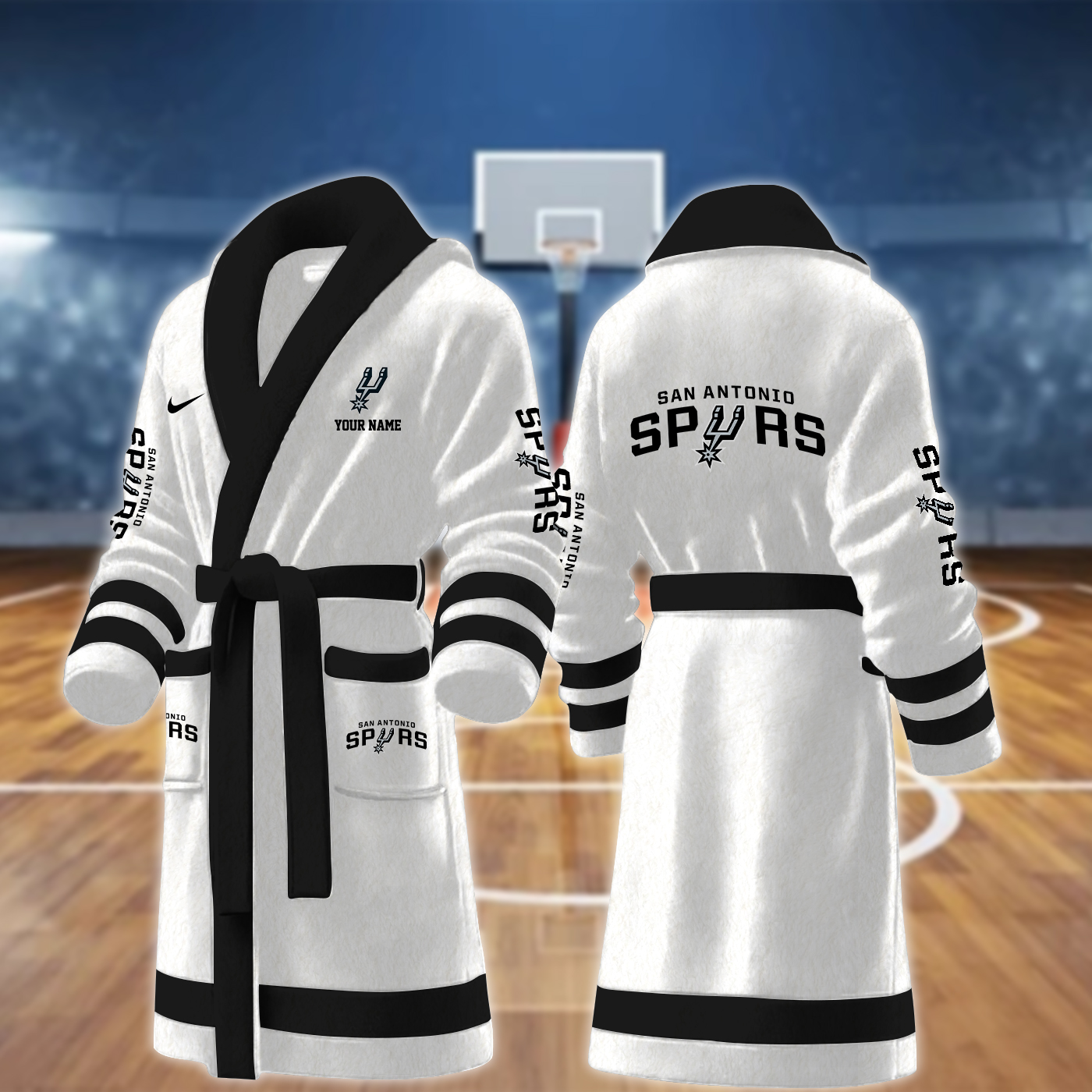 San Antonio Spurs NBA Personalized Fleece Bathrobe