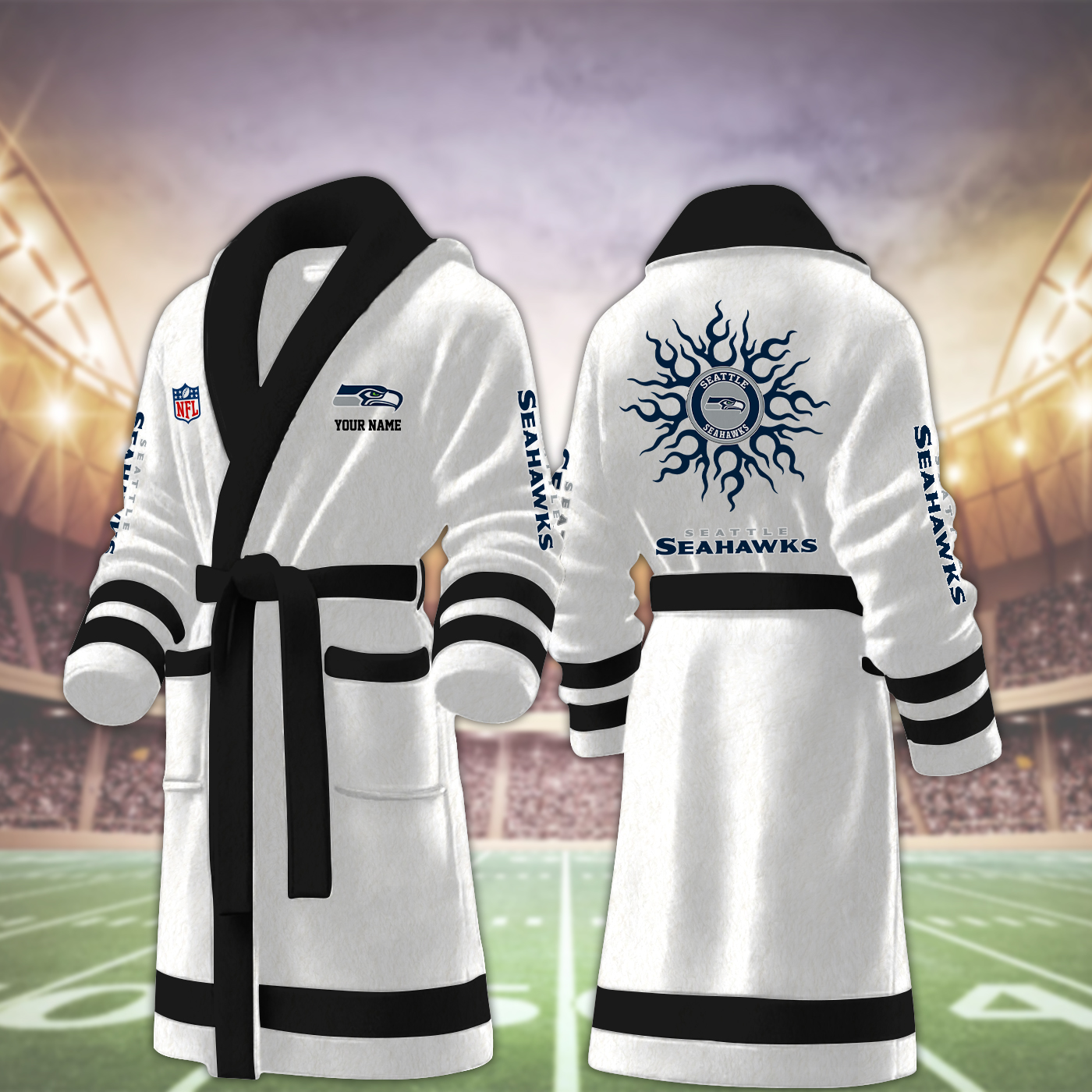 Seattle Seahawks NFL Personalized Fleece Bathrobe