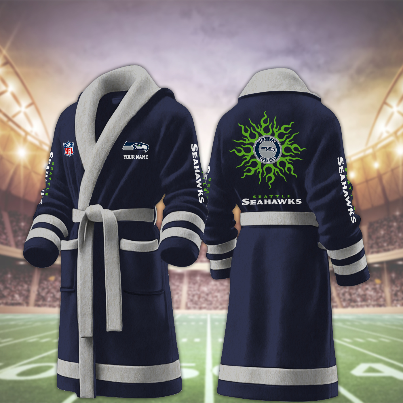 Seattle Seahawks NFL Personalized Fleece Bathrobe