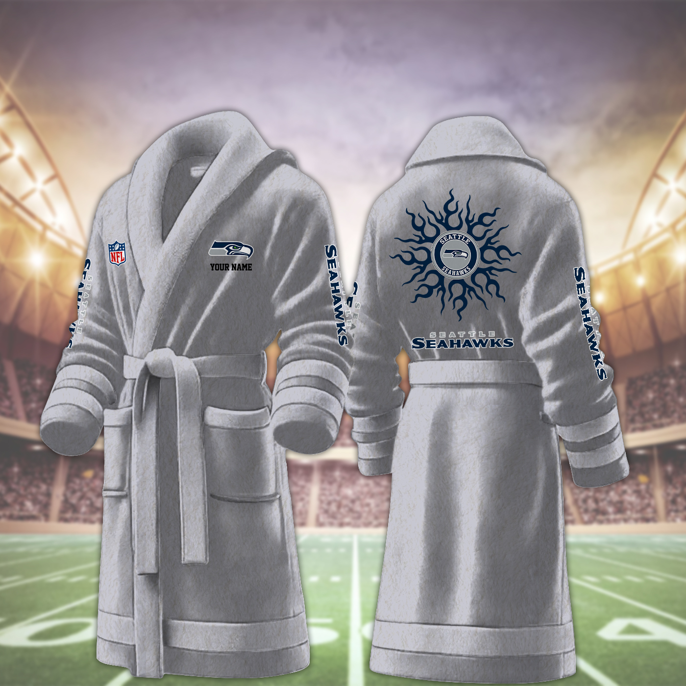 Seattle Seahawks NFL Personalized Fleece Bathrobe