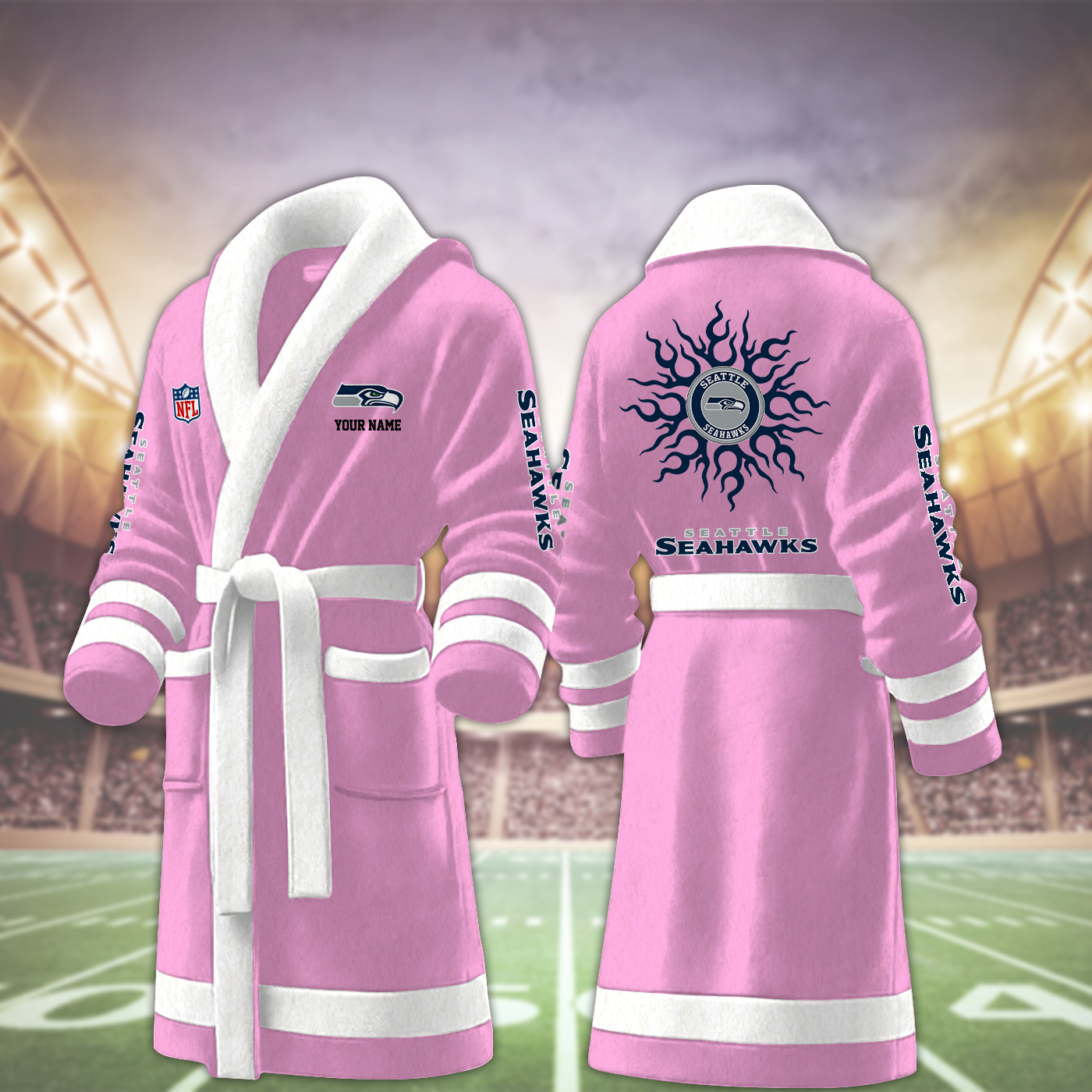 Seattle Seahawks NFL Personalized Fleece Bathrobe