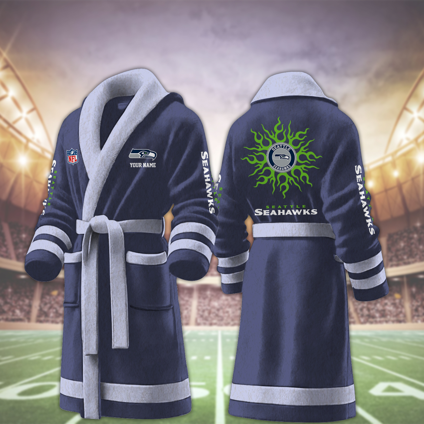Seattle Seahawks NFL Personalized Fleece Bathrobe