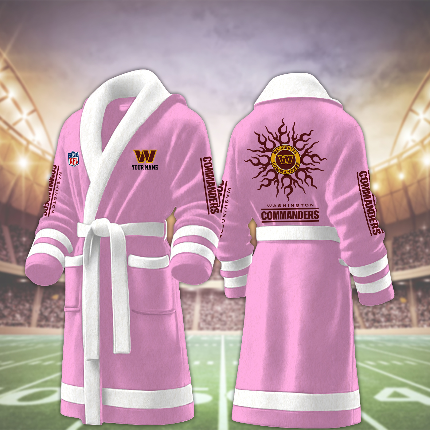 Washington Commanders NFL Personalized Fleece Bathrobe