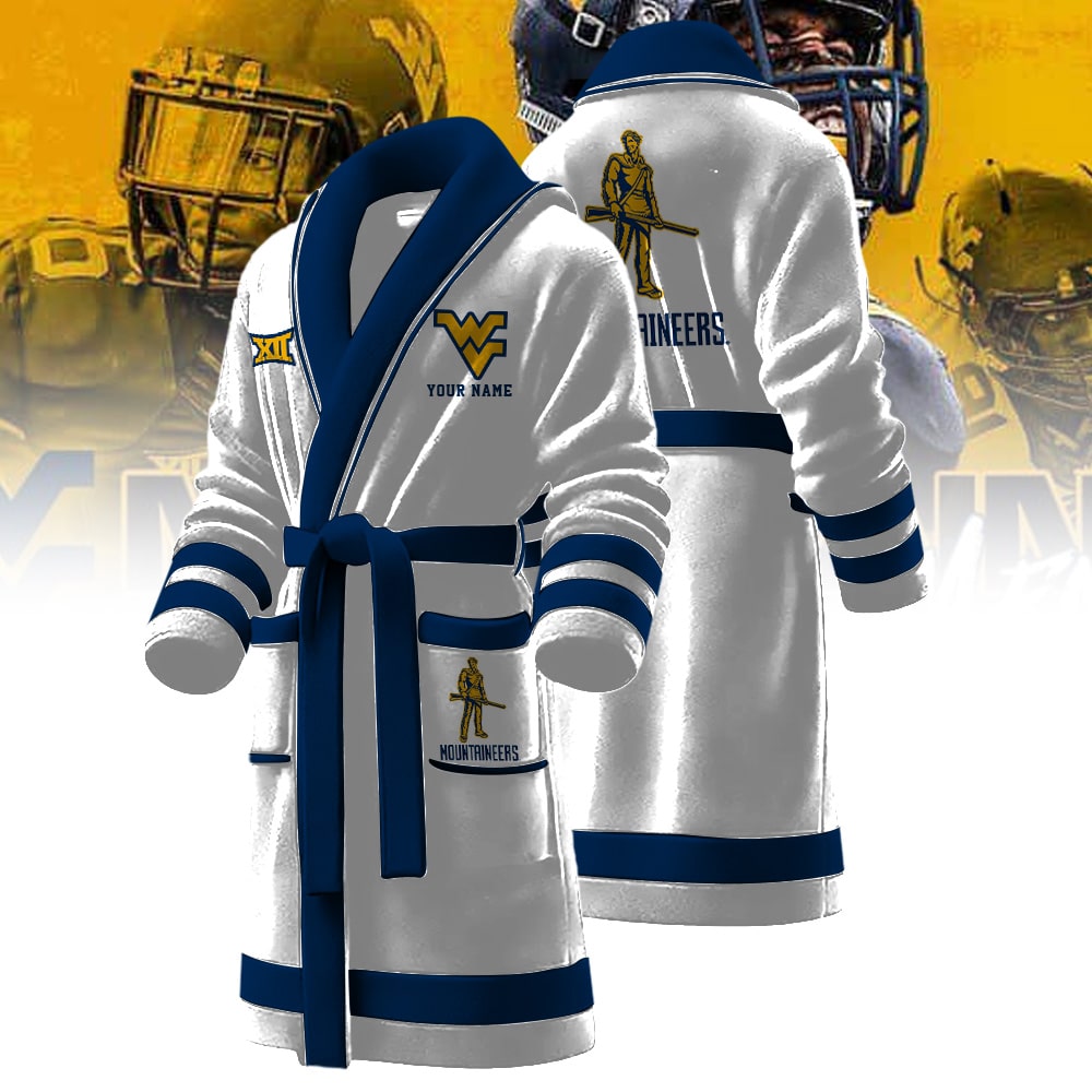 West Virginia Mountaineers NCAA Personalized Fleece Bathrobe