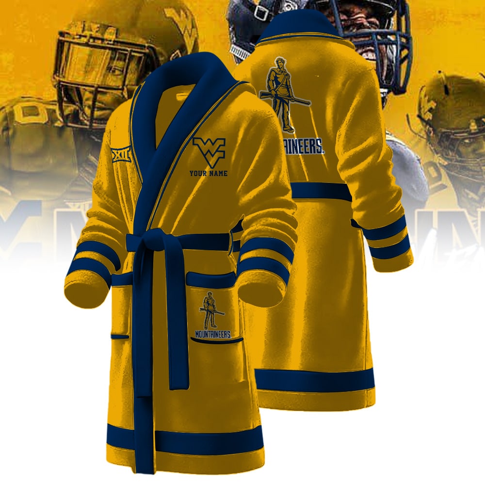 West Virginia Mountaineers NCAA Personalized Fleece Bathrobe