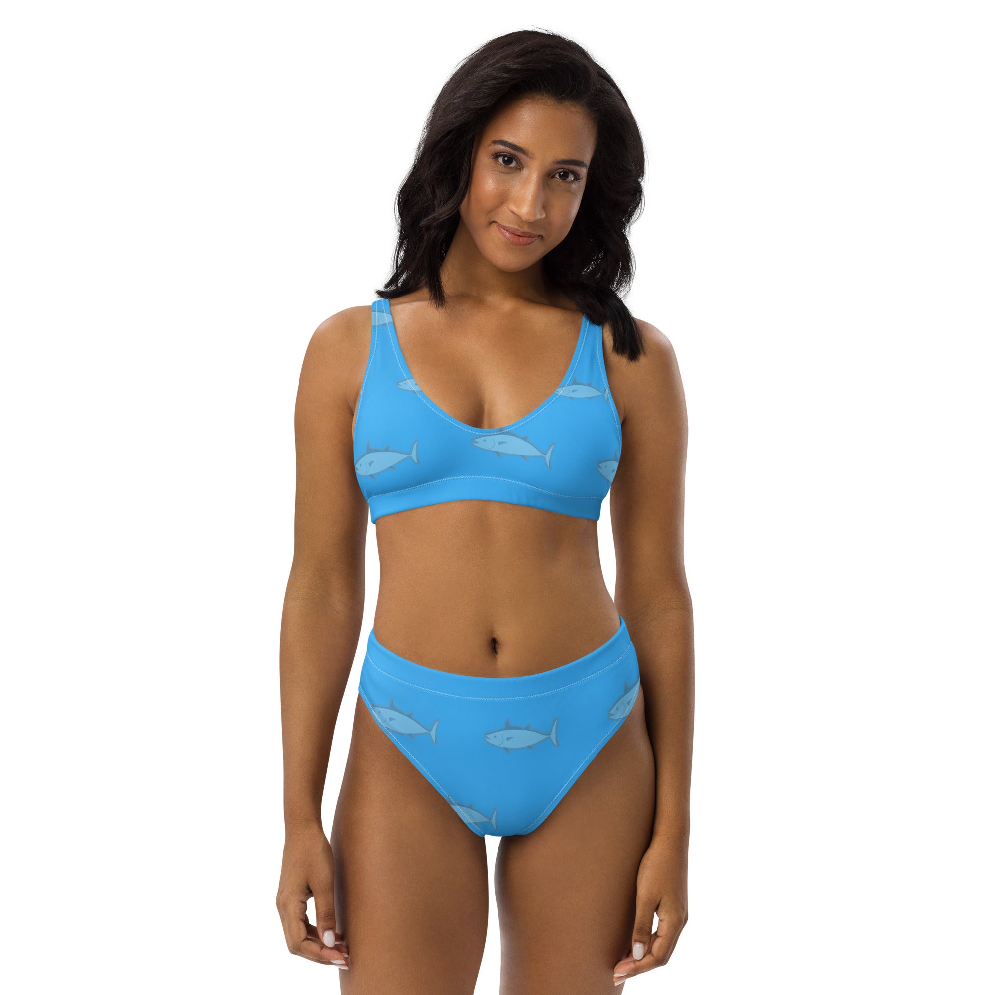 Farmhousemerch Blue Fish Recycled High-Waisted Bikini Gift For Fan