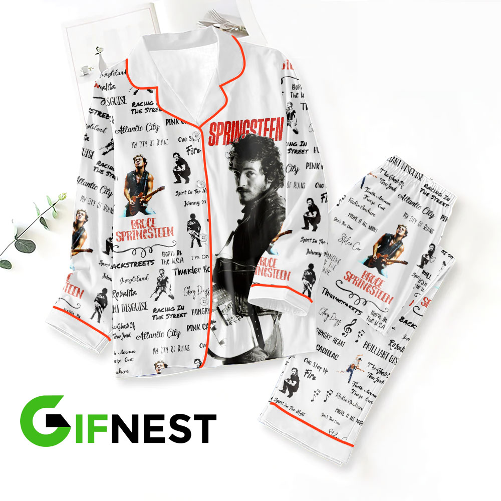 Farmhousemerch Bruce Springsteen Music Button Down Pajamas Set Gift For Fan