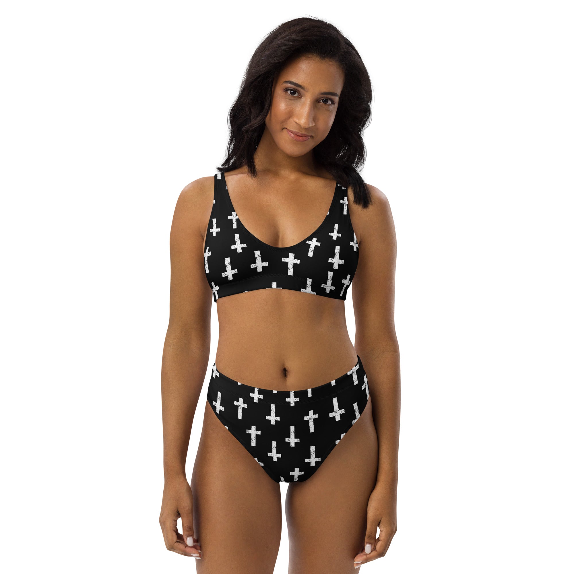 Farmhousemerch Crucifix TS Recycled High-Waisted Bikini Gift For Fan