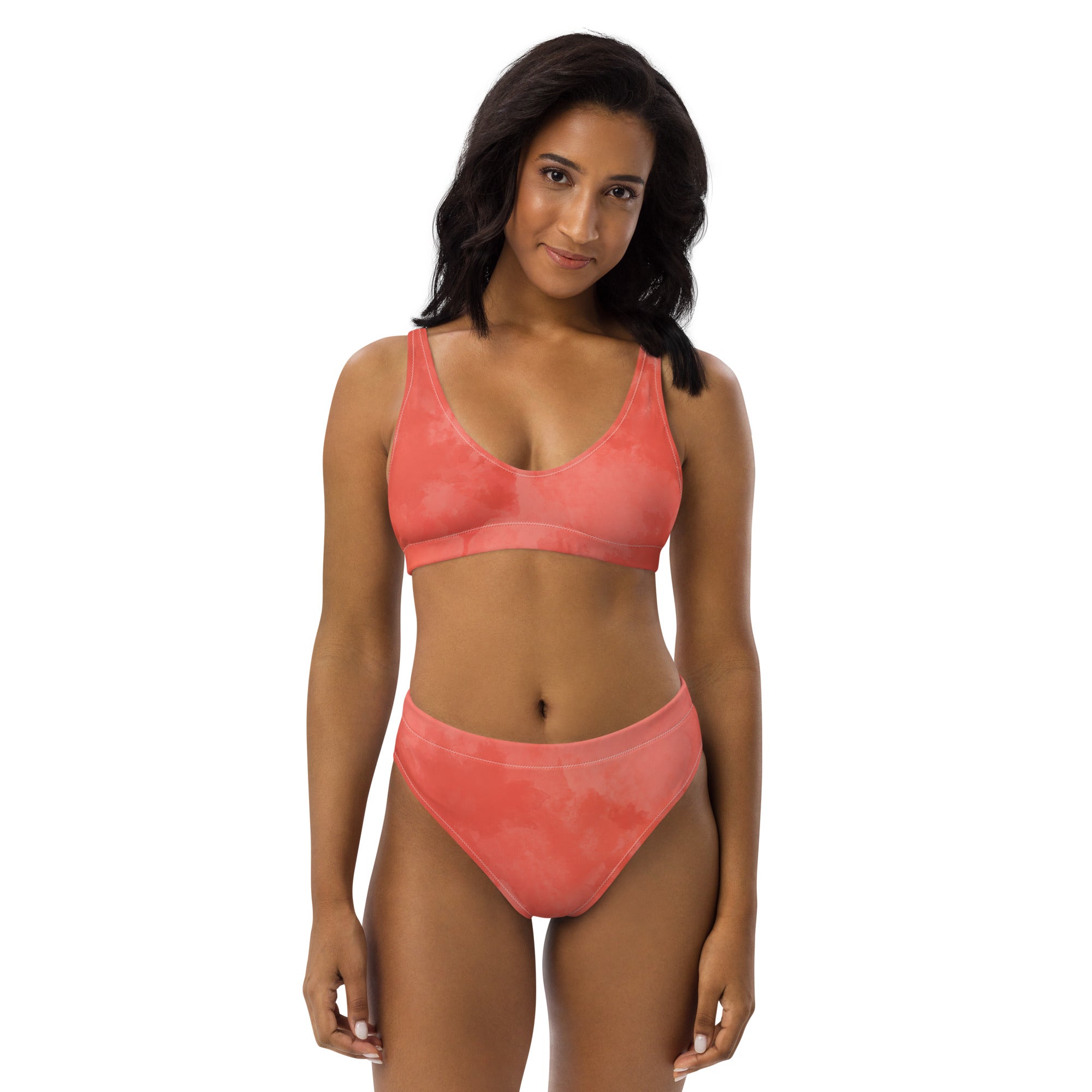 Farmhousemerch Dark Coral Recycled High-Waisted Bikini Gift For Fan