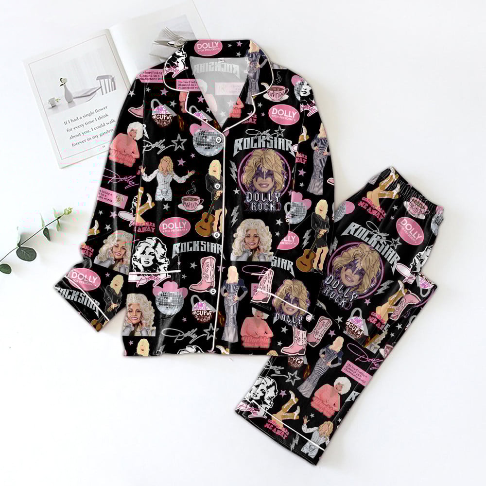Farmhousemerch Dolly Parton Music Button Down Pajamas Set Gift For Fan