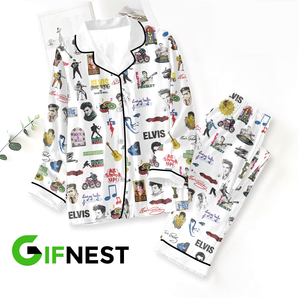 Farmhousemerch Elvis Presley Music Button Down Pajamas Gift For Fan