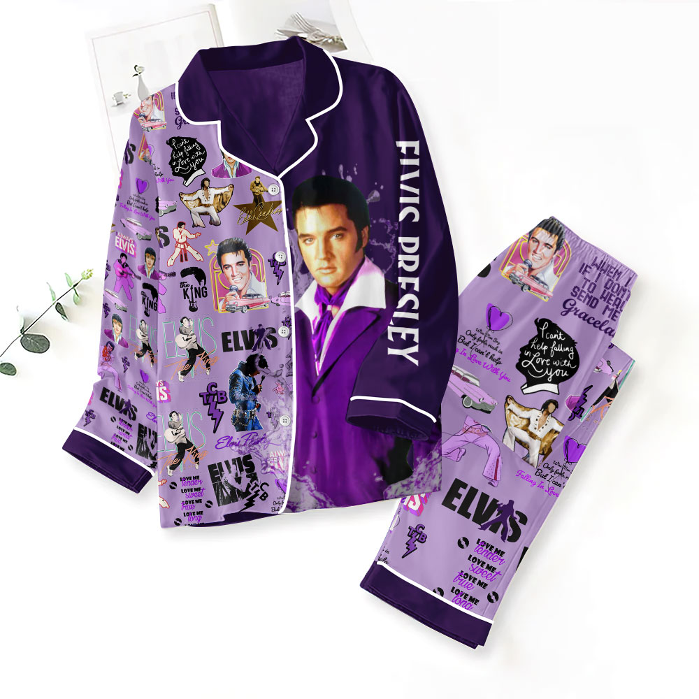 Farmhousemerch Elvis Presley Music Button Down Pajamas Set Gift For Fan