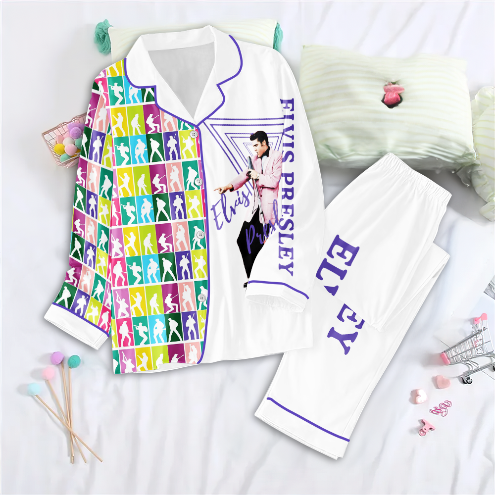Farmhousemerch Elvis Presley Music Button Down Pajamas Set Gift For Fan