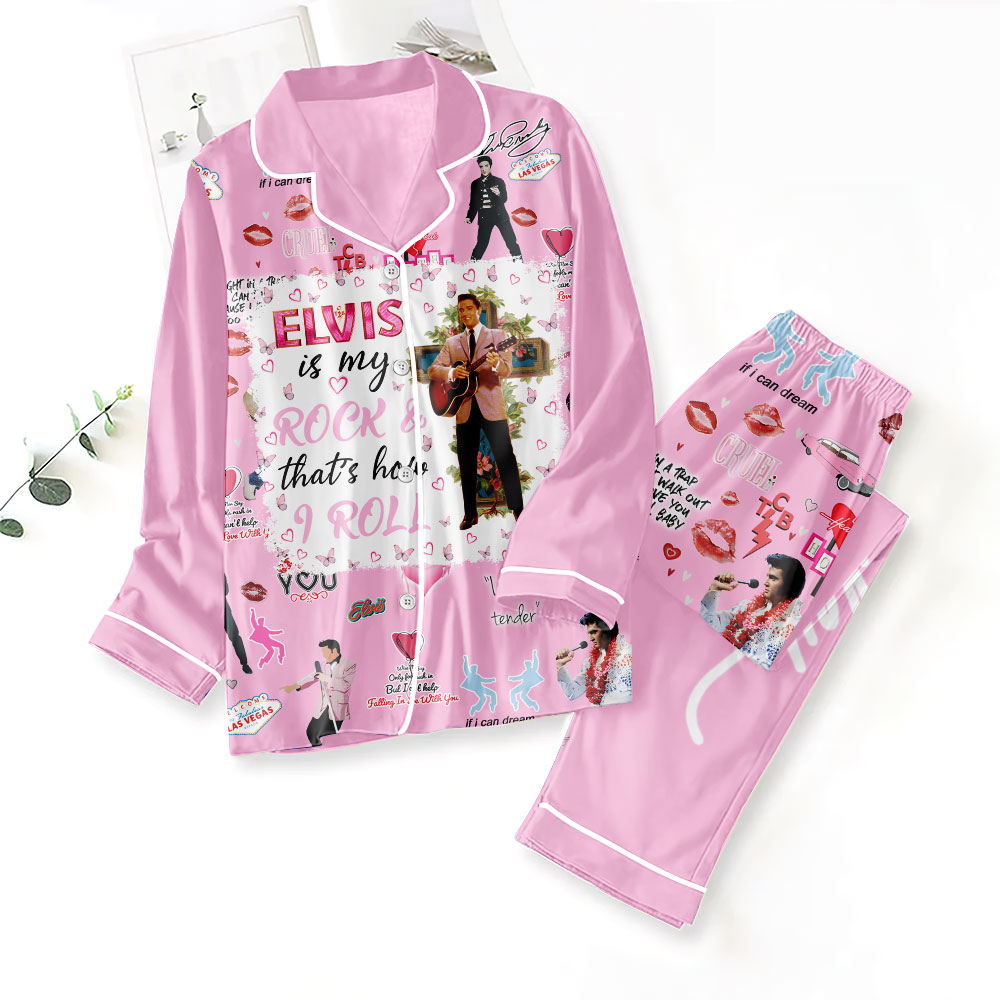 Farmhousemerch Elvis Presley Music Button Down Pajamas Set Gift For Fan