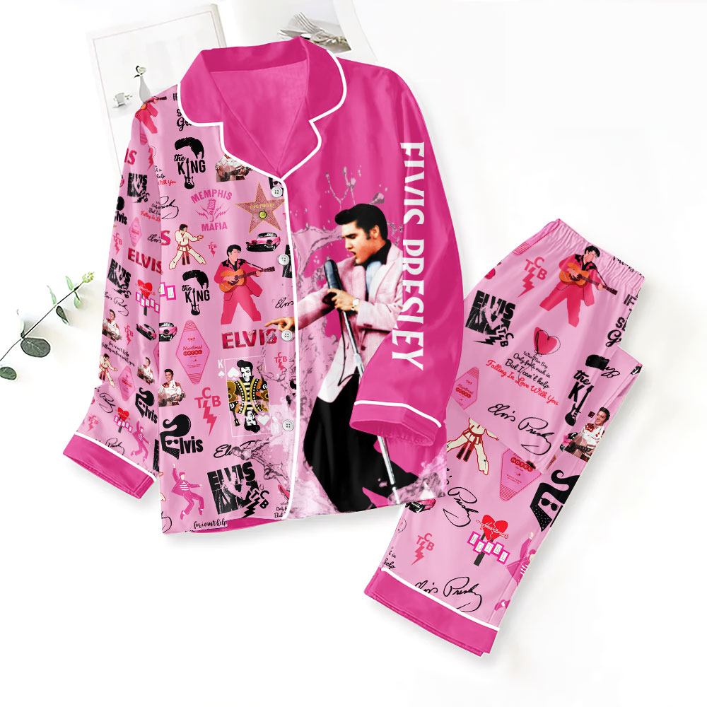 Farmhousemerch Elvis Presley Music Button Down Pajamas Set Gift For Fan
