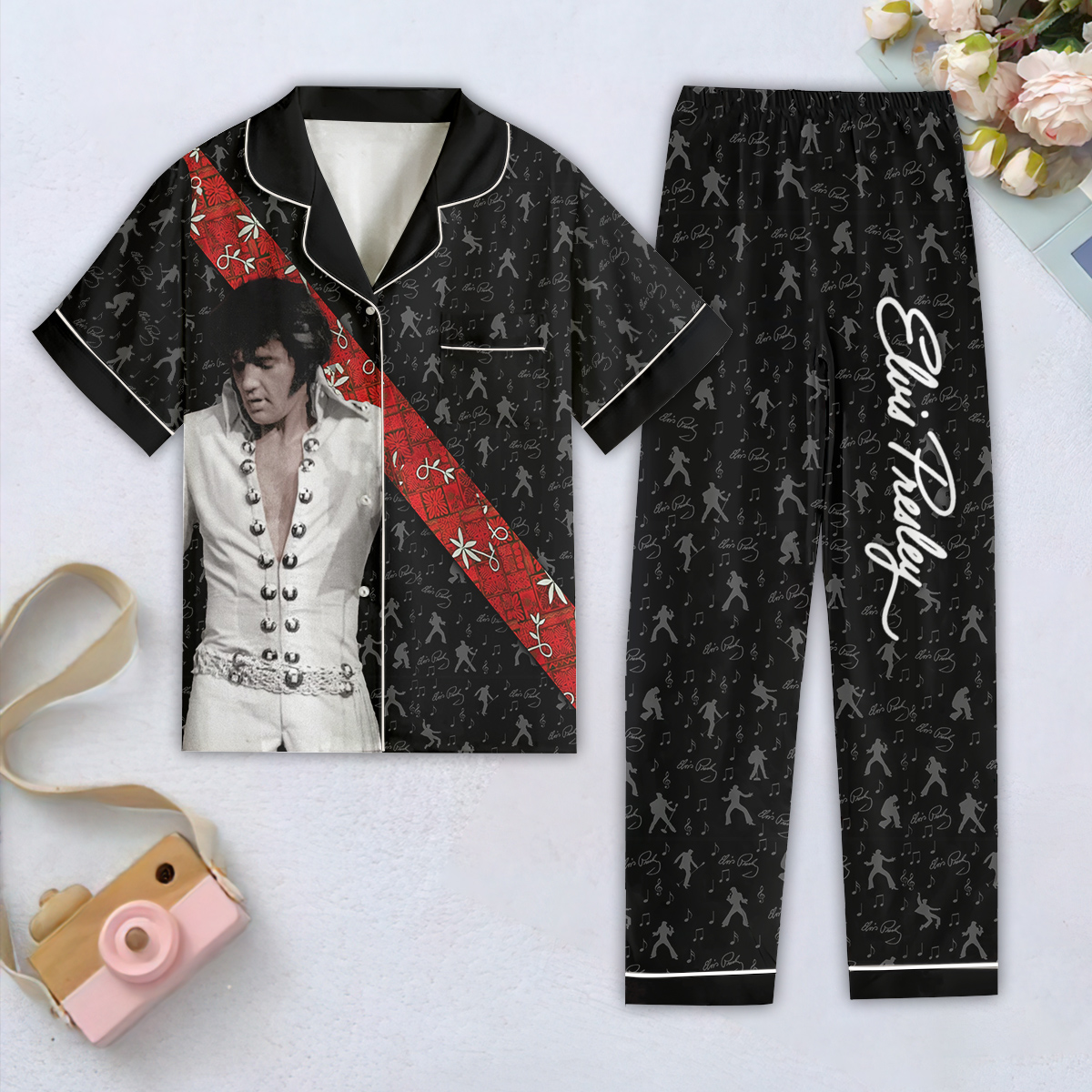 Farmhousemerch Elvis Presley Music Women Short Sleeve Pajamas Set Gift For Fan