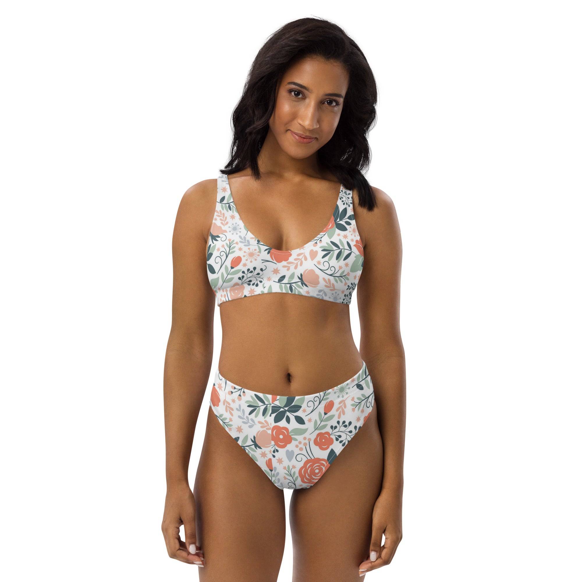 Farmhousemerch Floral Print Recycled High-Waisted Bikini Gift For Fan