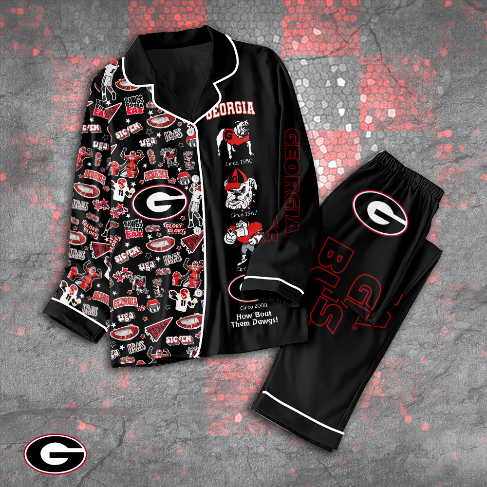 Farmhousemerch Georgia Bulldogs NCAA Button Down Pajamas Set Gift For Fan