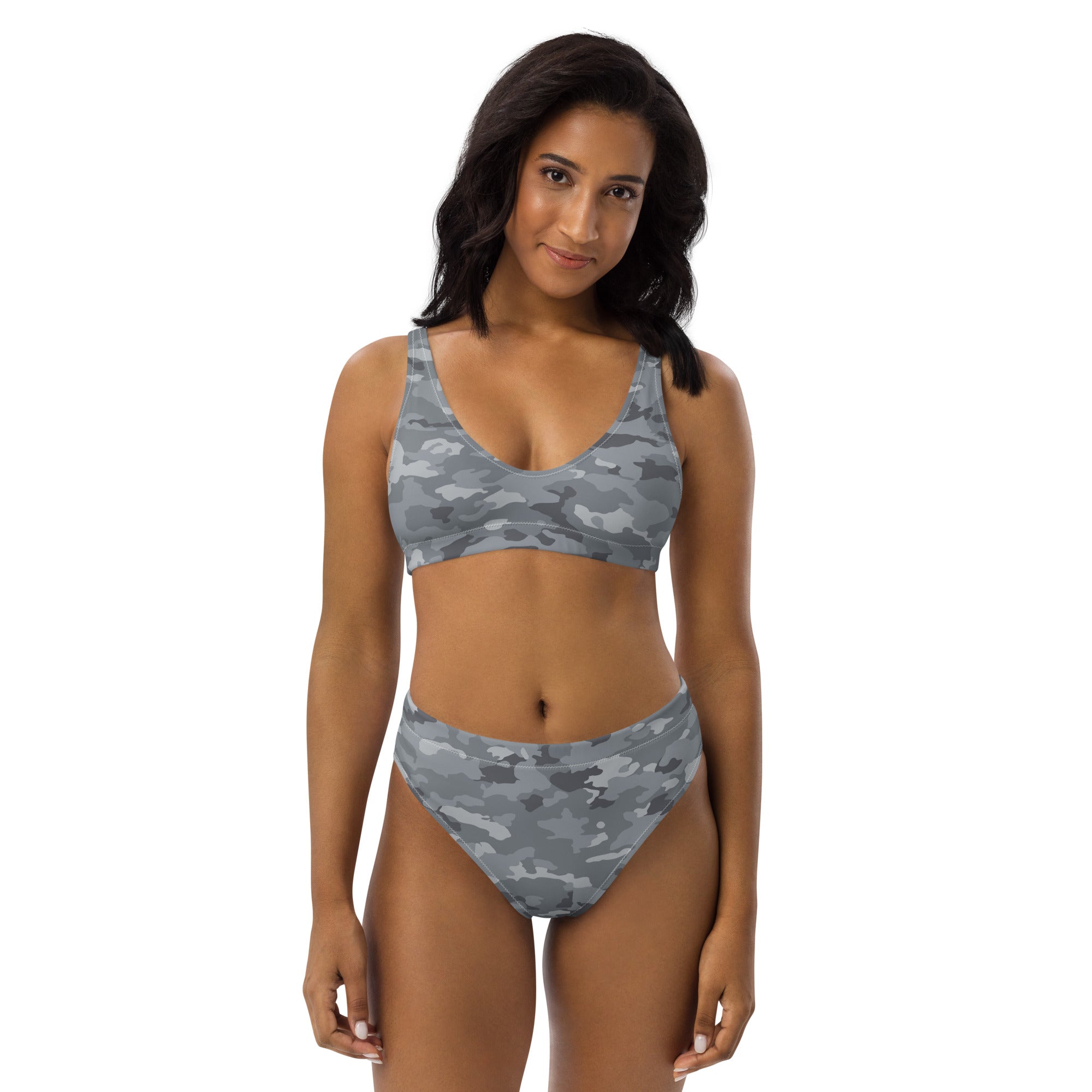 Farmhousemerch Grey Camo Recycled High-Waisted Bikini Gift For Fan