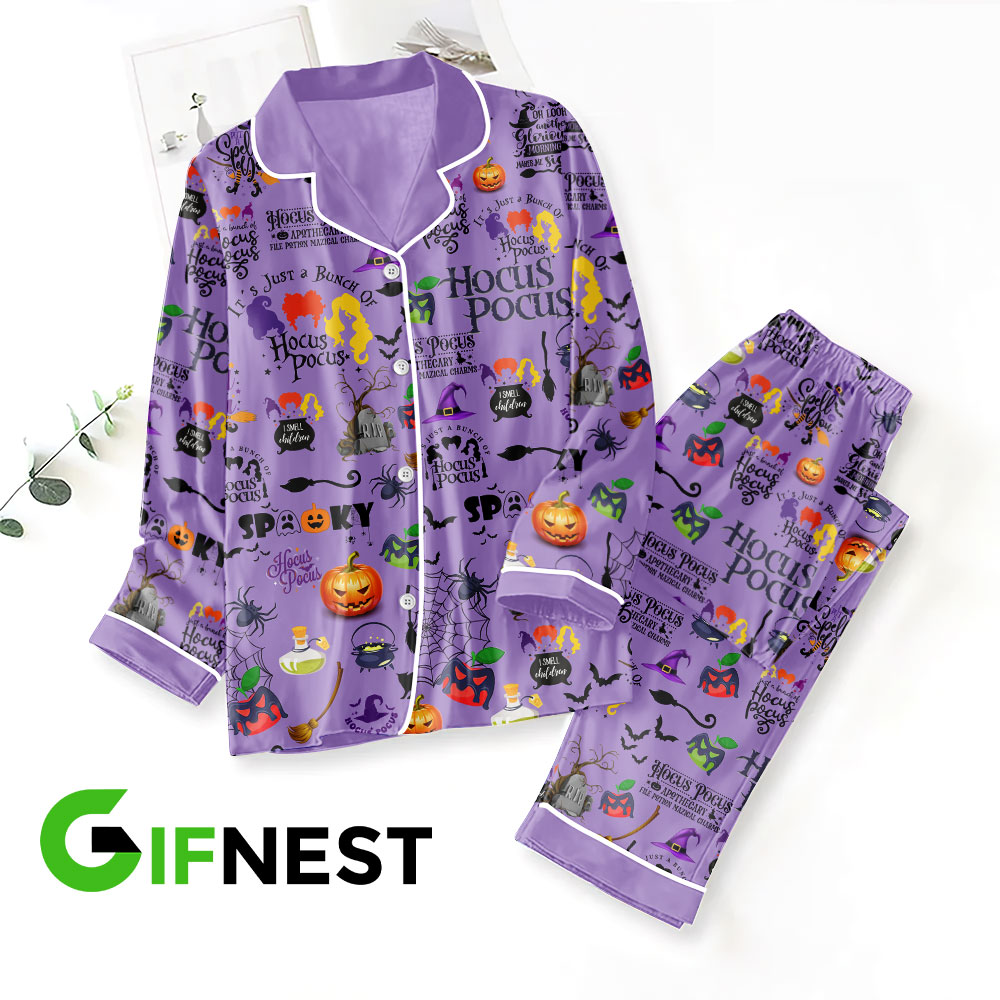 Farmhousemerch Hocus Pocus Music Button Down Pajamas Se Gift For Fan