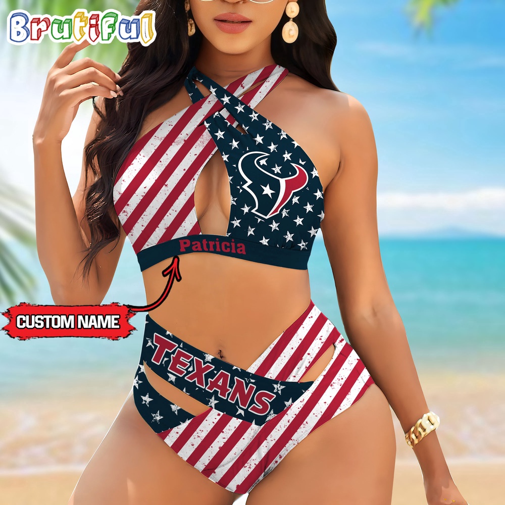 Farmhousemerch Houston Texans NFL Women Bikini Set Summer Football Bikini Sets Gift For Fan