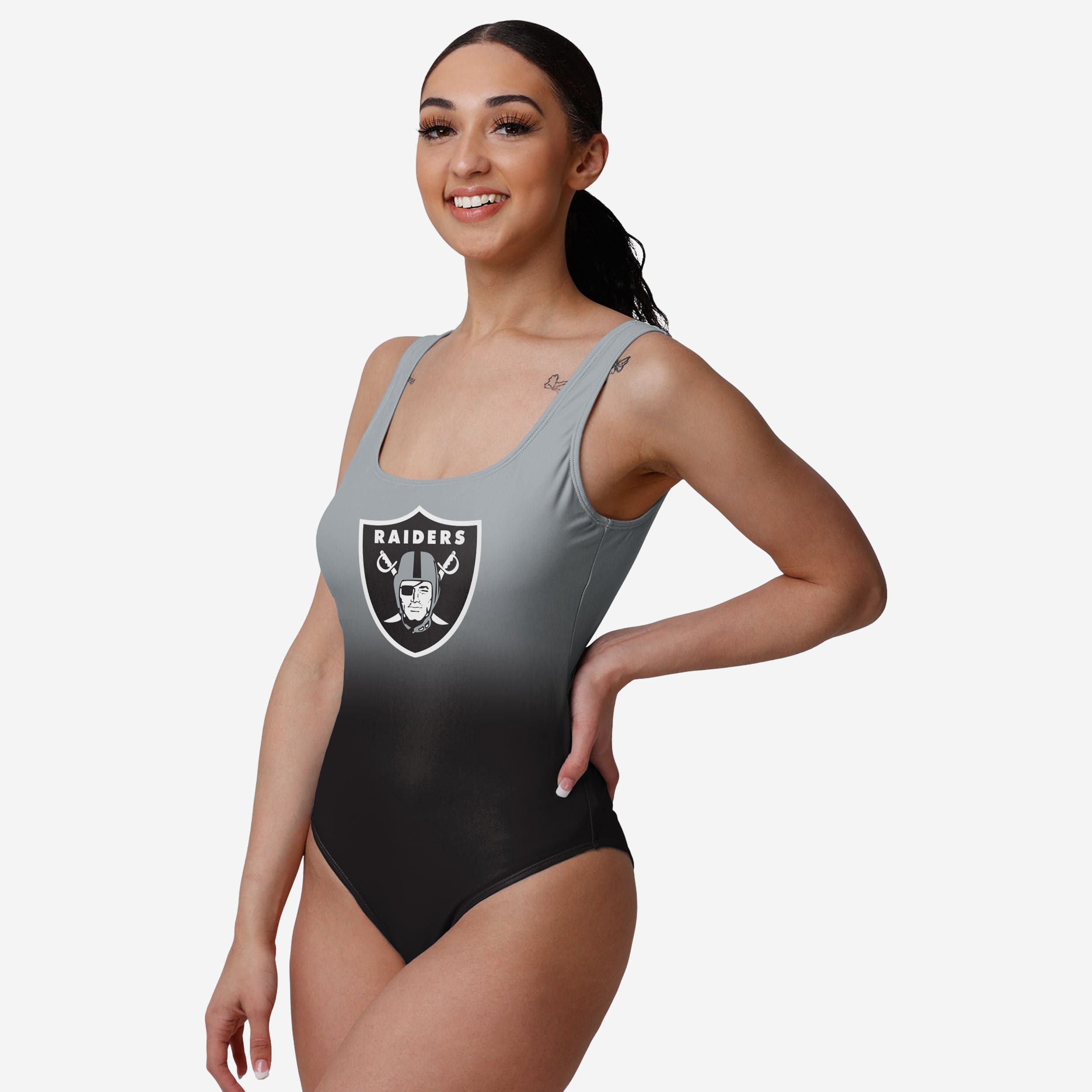 Farmhousemerch Las Vegas Raiders NFL Womens Gametime Gradient One Piece Swimsuit Gift For Fan