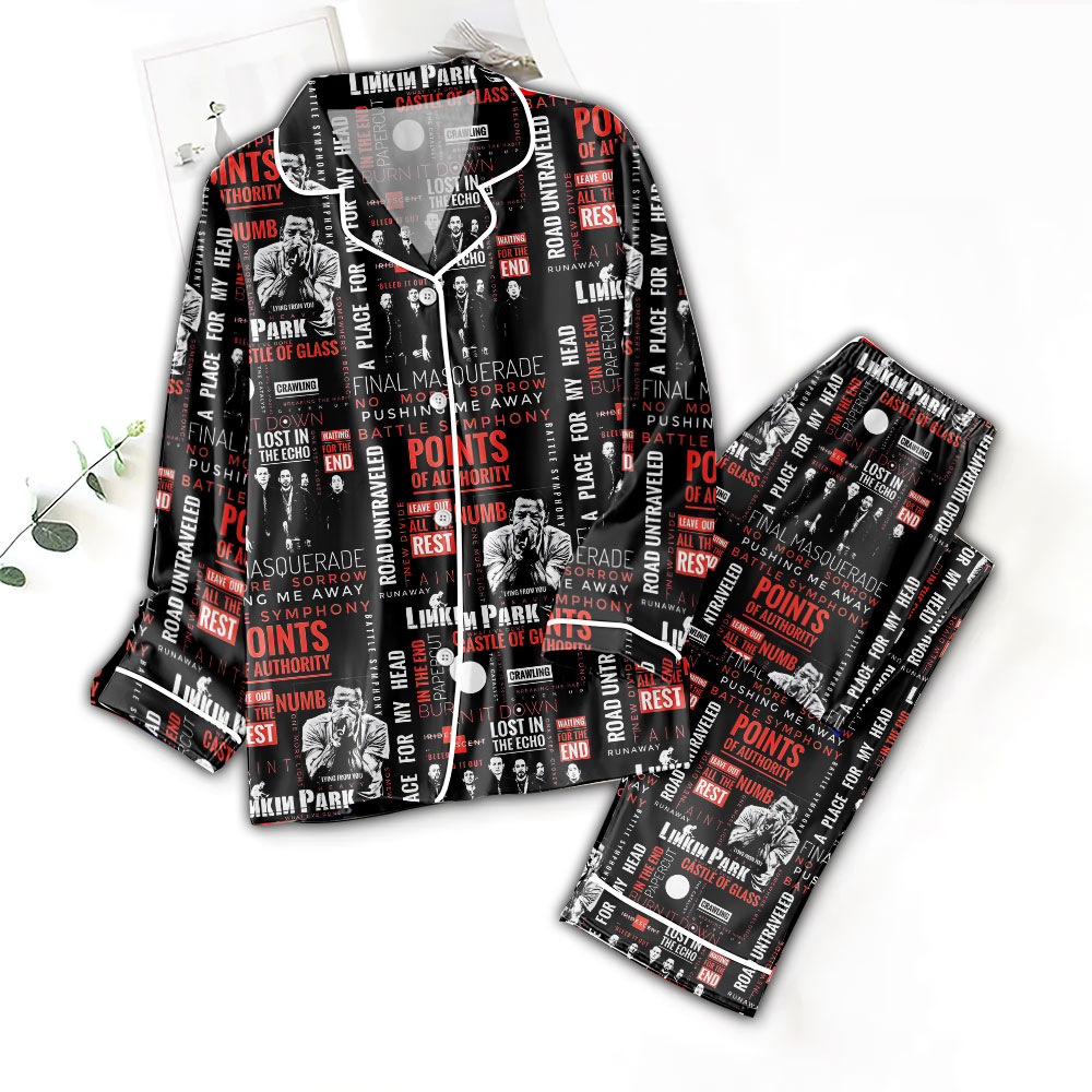 Farmhousemerch Linkin Park Music Button Down Pajamas Set Gift For Fan