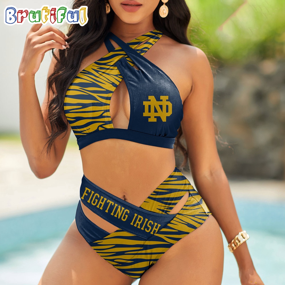 Farmhousemerch Notre Dame Fighting Irish NCAA Zebra Women Bikini Set Gift For Fan