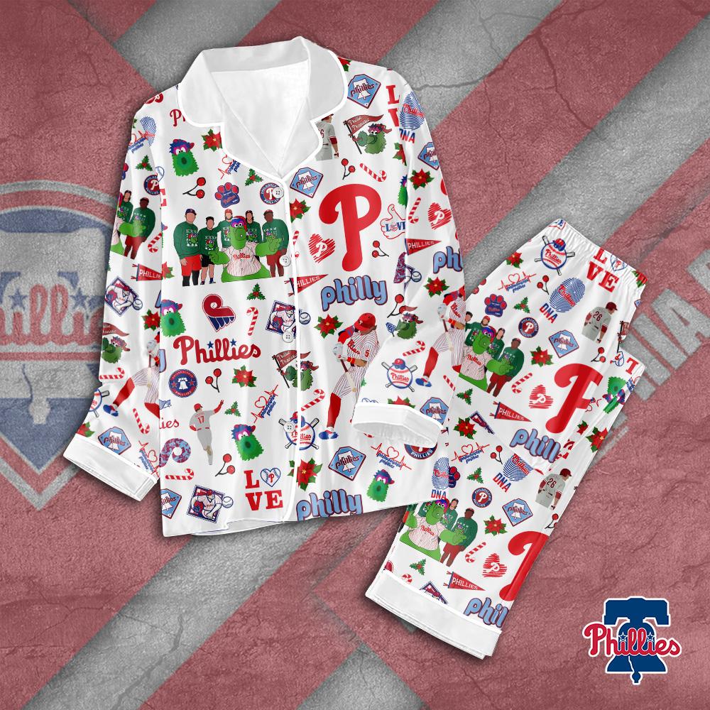 Farmhousemerch Philadelphia Phillies MLB Button Down Pajamas Set Gift For Fan