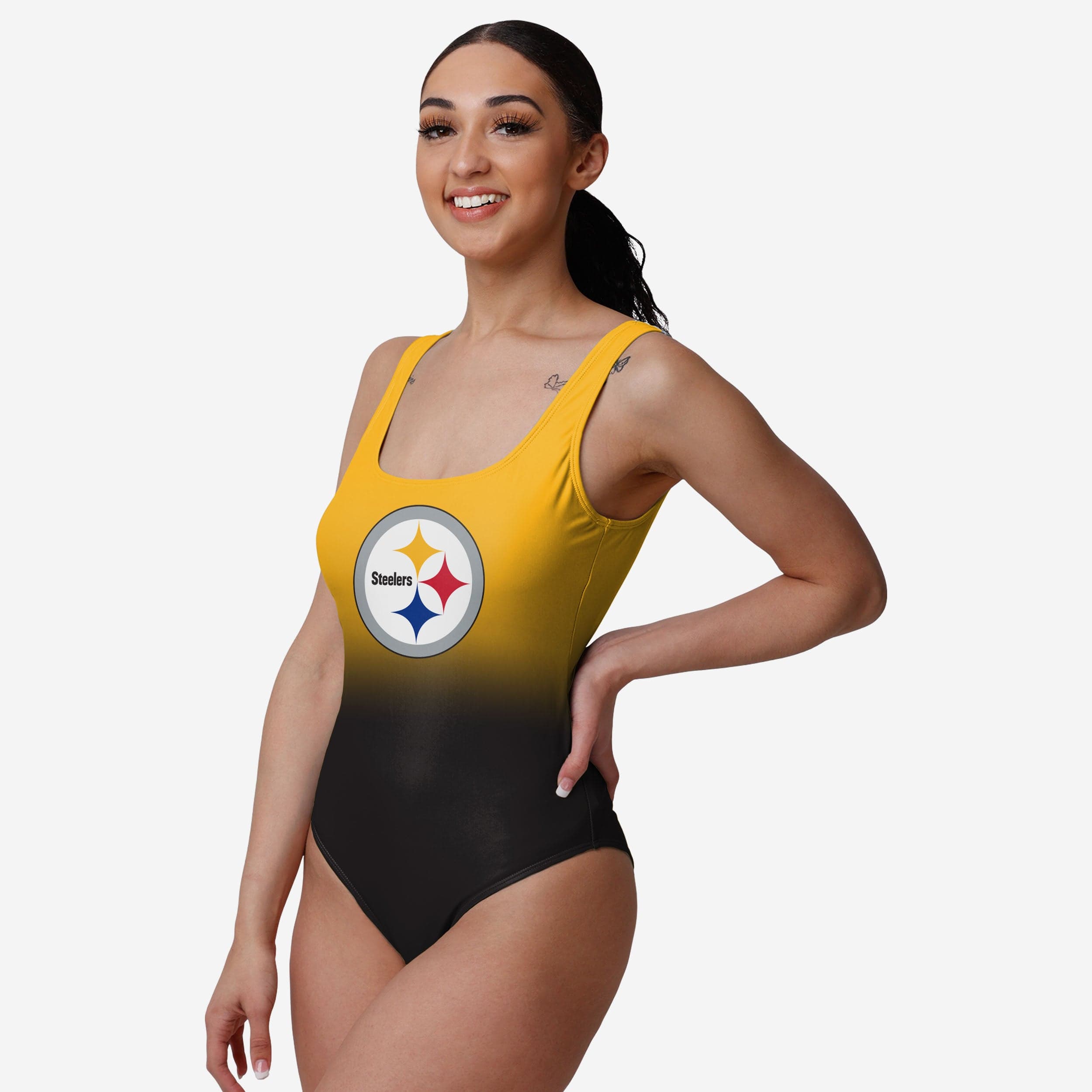 Farmhousemerch Pittsburgh Steelers NFL Womens Gametime Gradient One Piece Swimsuit Gift For Fan