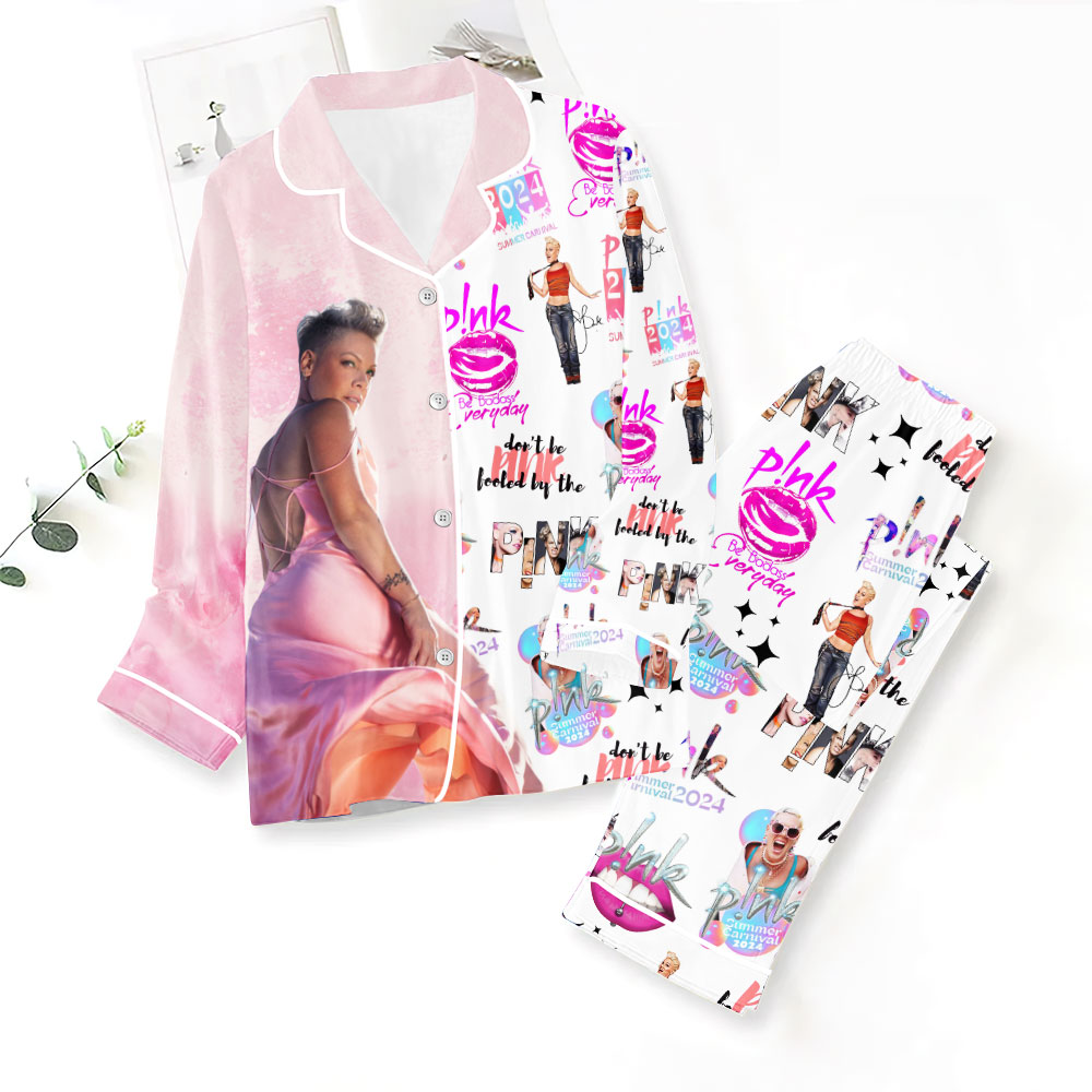 Farmhousemerch P!nk Music Button Down Pajamas Set Gift For Fan
