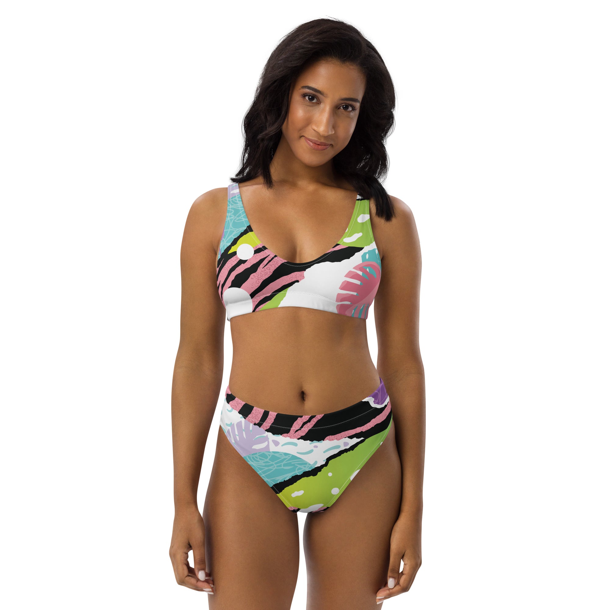 Farmhousemerch Pop Pink Recycled High-Waisted Bikini Gift For Fan