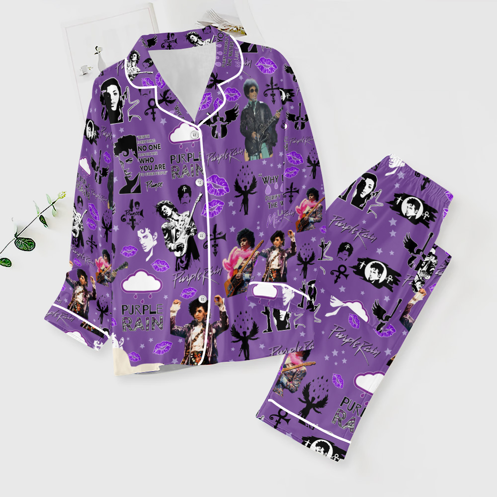 Farmhousemerch Prince Music Button Down Pajamas Set Gift For Fan