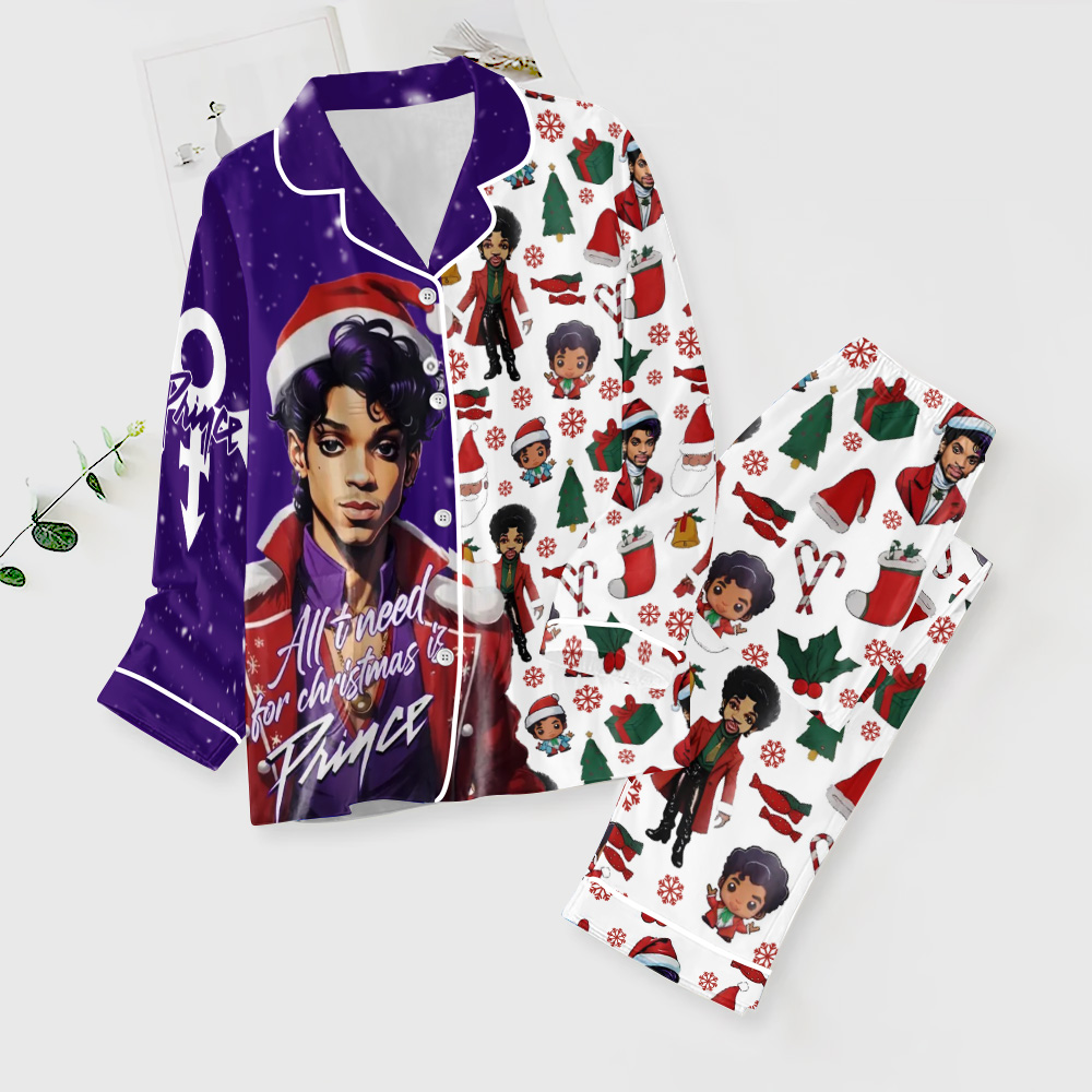 Farmhousemerch Prince Music Button Down Pajamas Set Gift For Fan