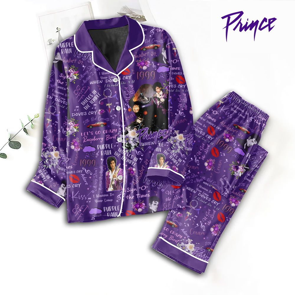 Farmhousemerch Prince Music Button Down Pajamas Sete Gift For Fan
