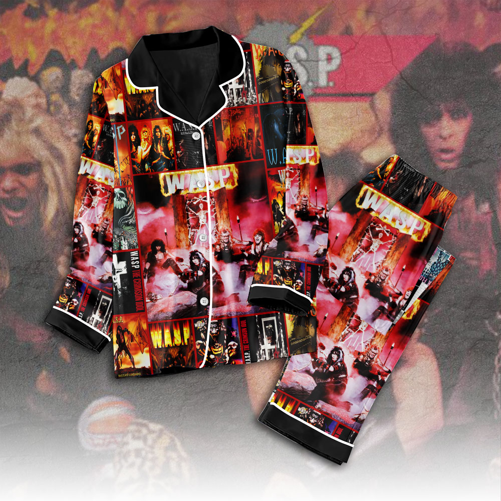 Farmhousemerch W.A.S.P. Music Button Down Pajamas Set Gift For Fan