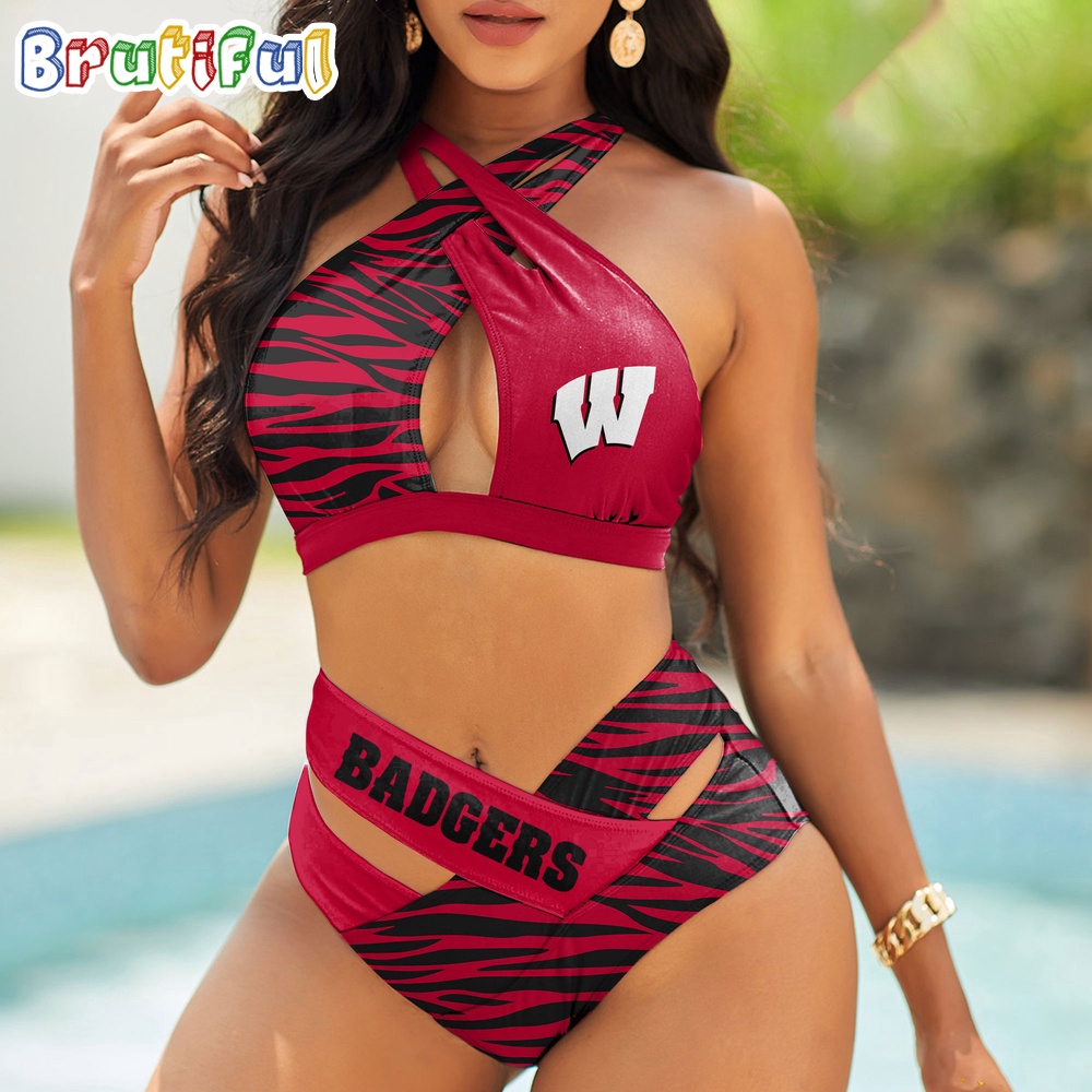 Farmhousemerch Wisconsin Badgers NCAA Zebra Women Bikini Set Gift For Fan